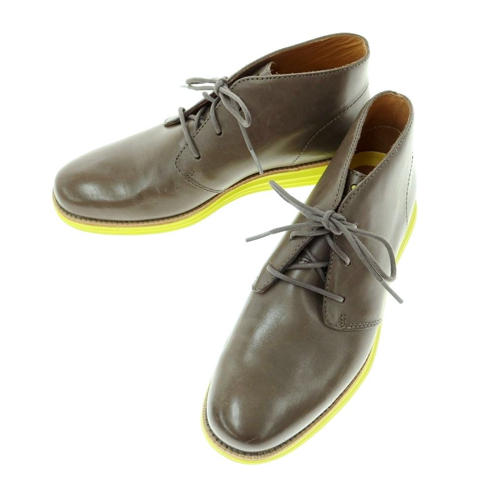 【中古】【未使用】コールハーン COLE HAAN ORIGINALGRAND レザー チャッカブーツ スニーカー カーキxイエロー【サイズ8M】【メンズ】
