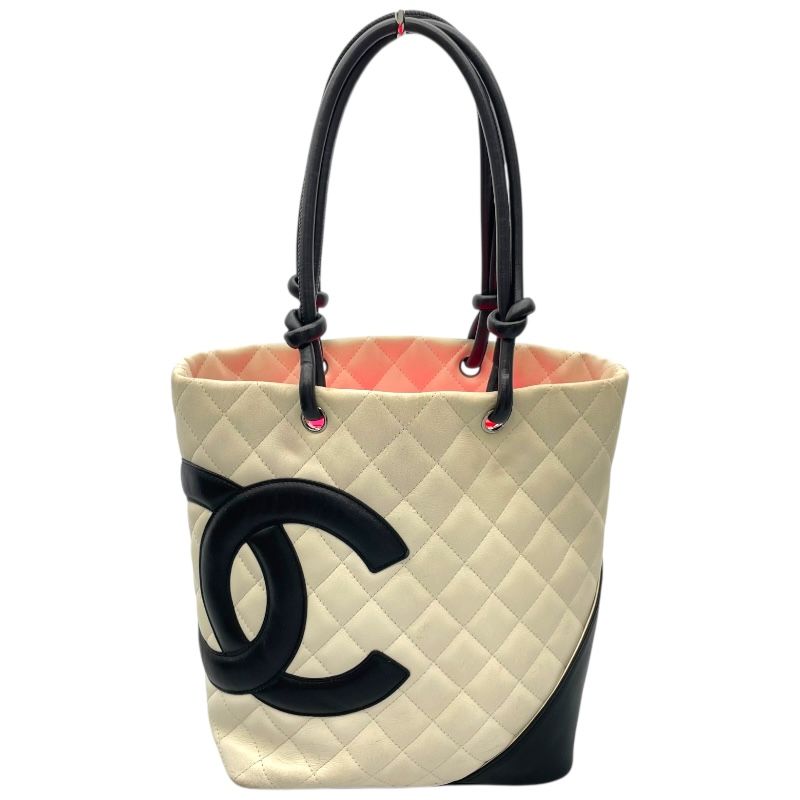 シャネル カンボンライン トートバッグ レザー ピンク