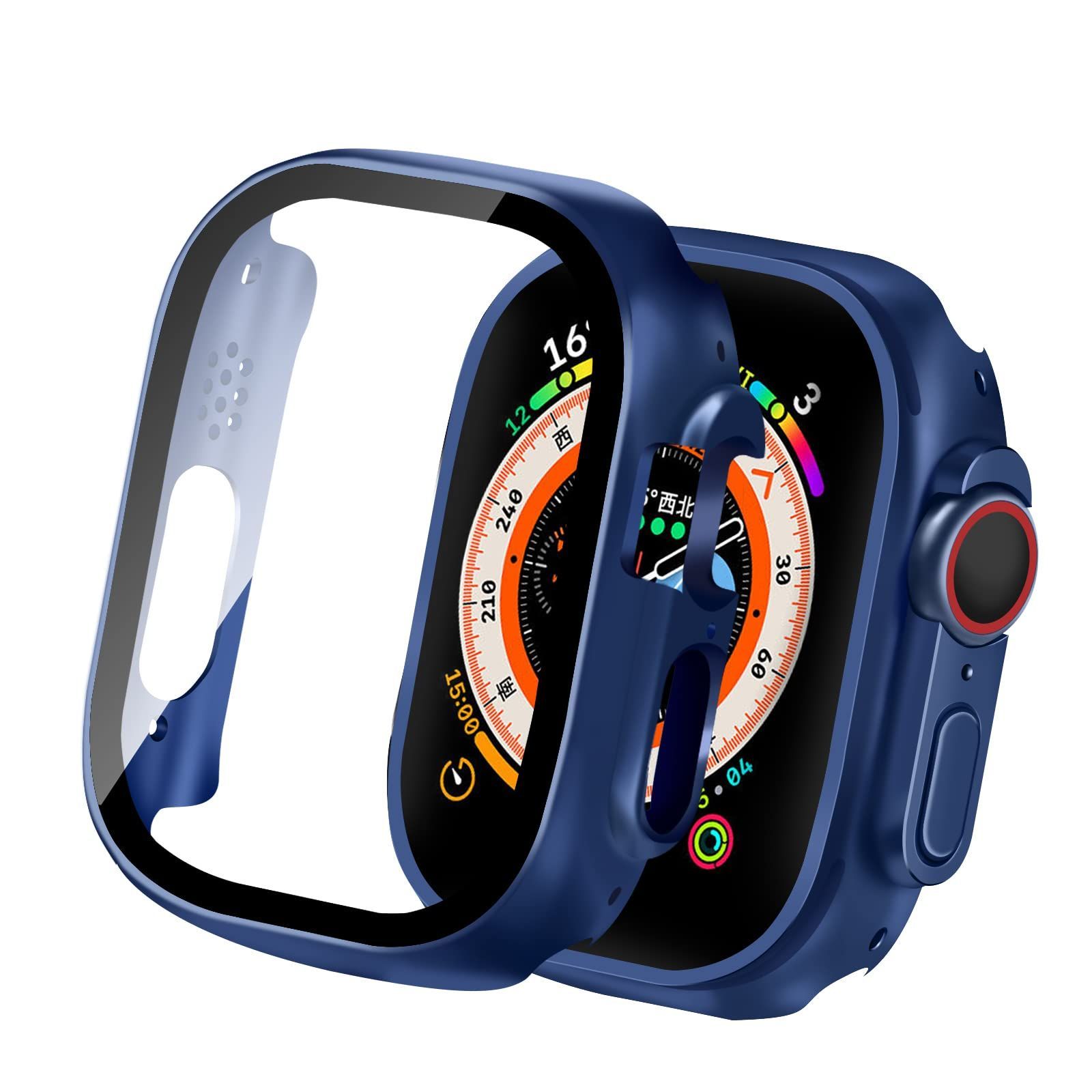 【2023改良モデル】HELOGE for アップルウォッチ カバー 49mm Apple Watch ケース ultra2/ultra 49mm 対応 ップルウォッチ ケース 日本旭硝子材 耐衝撃 Apple Watch カバー 全面保護 高透過率(49mm