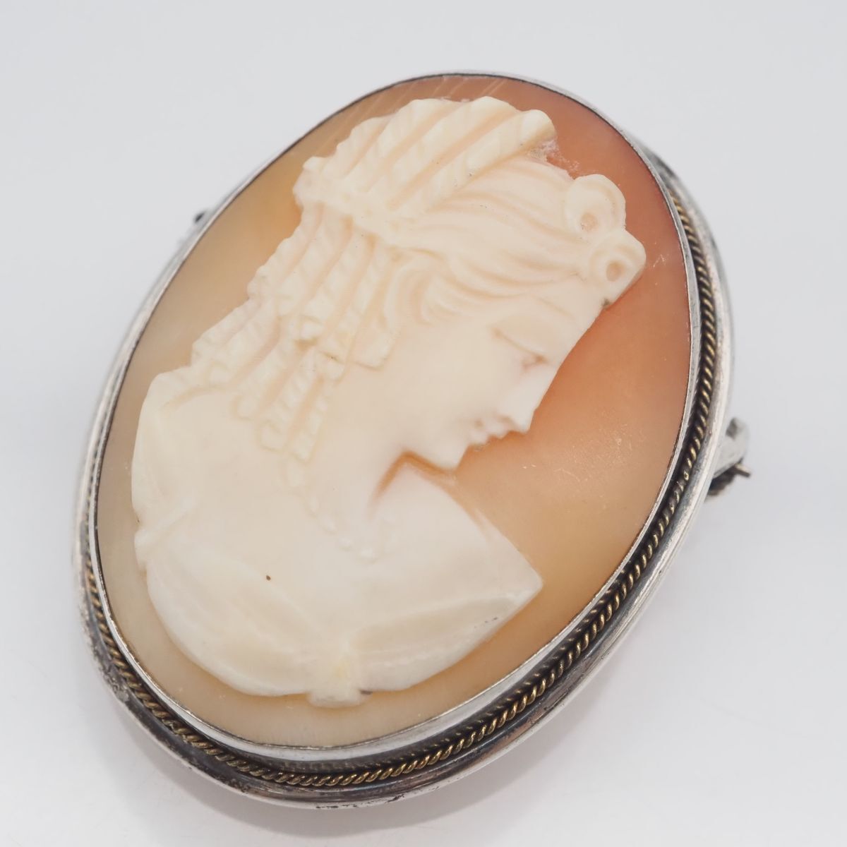 高級k18カメオ作家サイン入り二人の女性の横顔