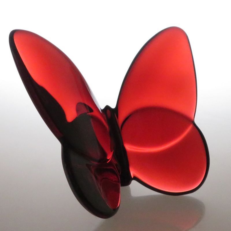 バカラ フィギュリン ラッキー バタフライ 蝶 レッド 赤 置物 オーナメント オブジェ クリスタル
