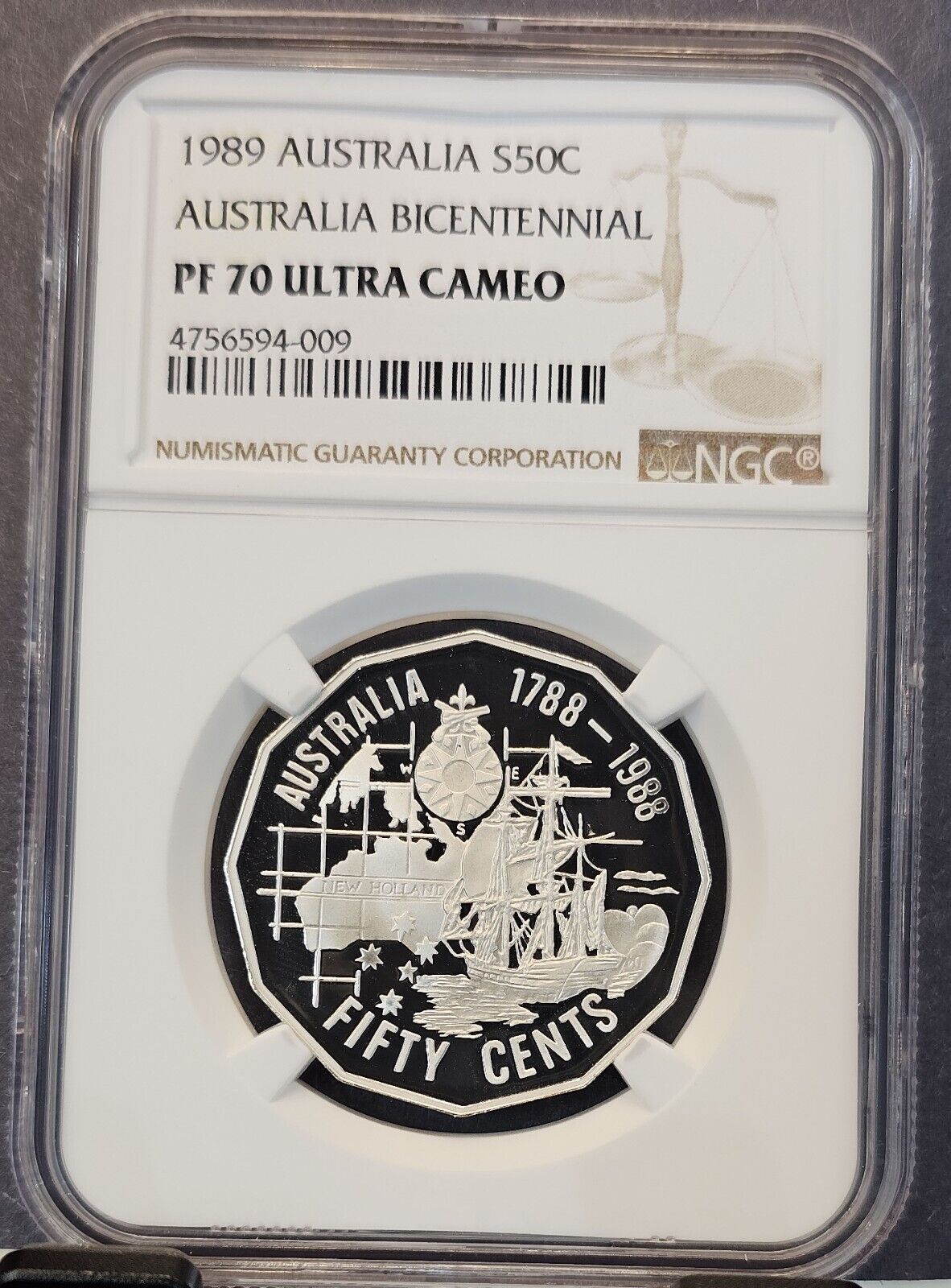 1989 ATRALIA SILVER 50 CENTS S50C ATRALIA BICENTENNIAL PF 70 ULTRA CAMEO