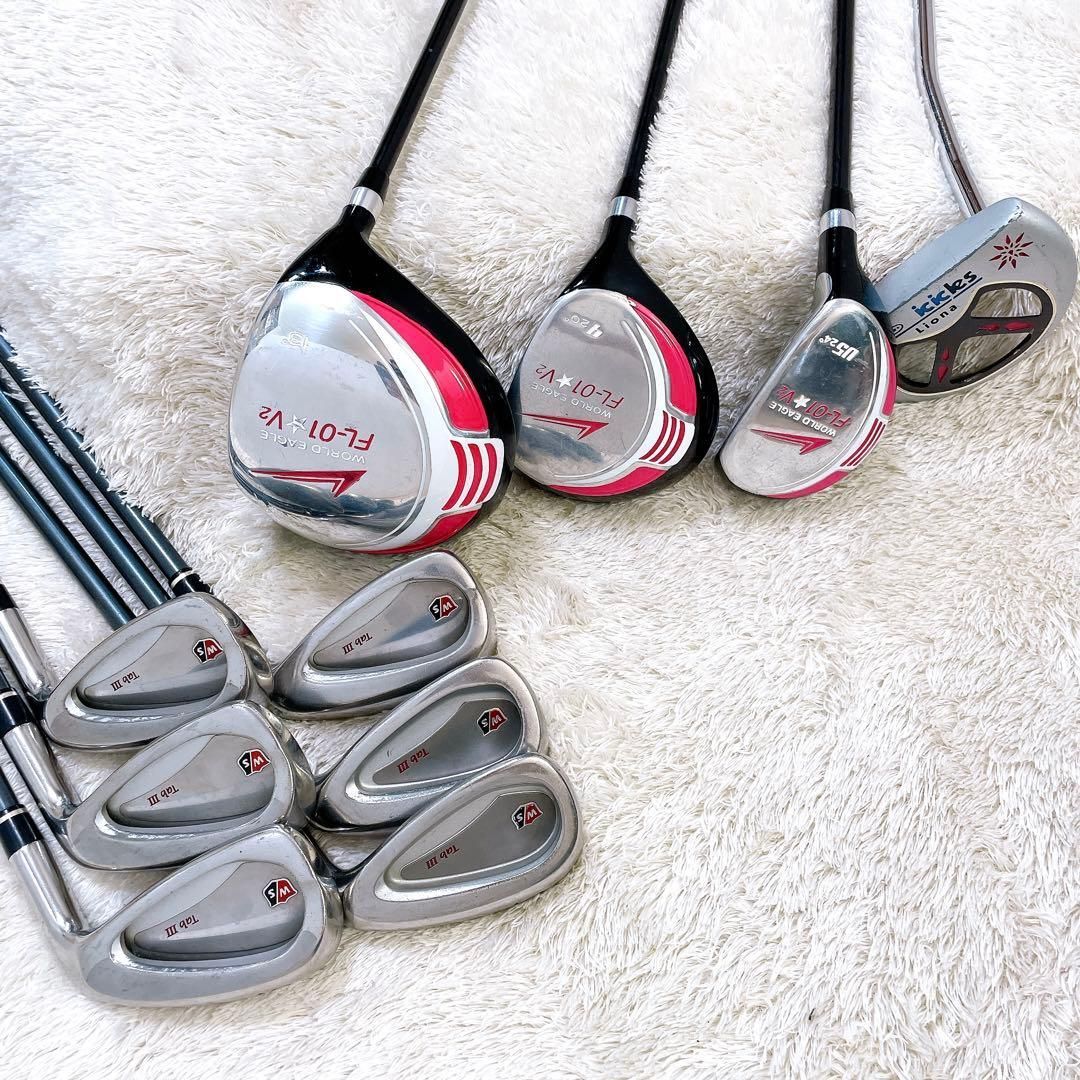 WORLD EAGLE FL 01 ︎V 2 Wilson TabⅢ icicles Liona ワールドイーグル 他 MUスポーツ レディース ゴルフクラブセット 10本 L