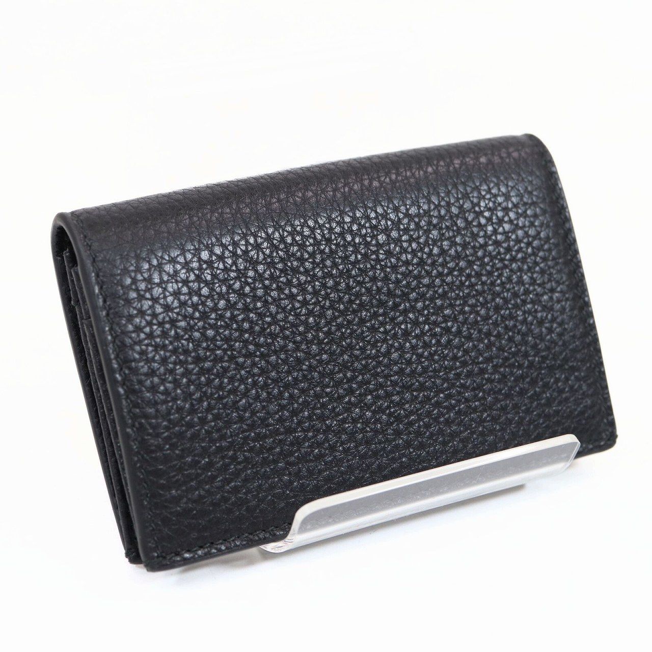 新品同様 BALLYブラックレザー 名刺入れ　箱・ギャランティーカード付 BALLY バリー 名刺入れ カードケース レザー ブラック メンズ
