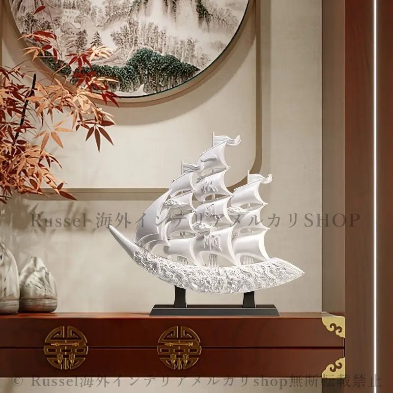 卓上オブジェ 帆船 白 置物 船 インテリア デコレーション リビング