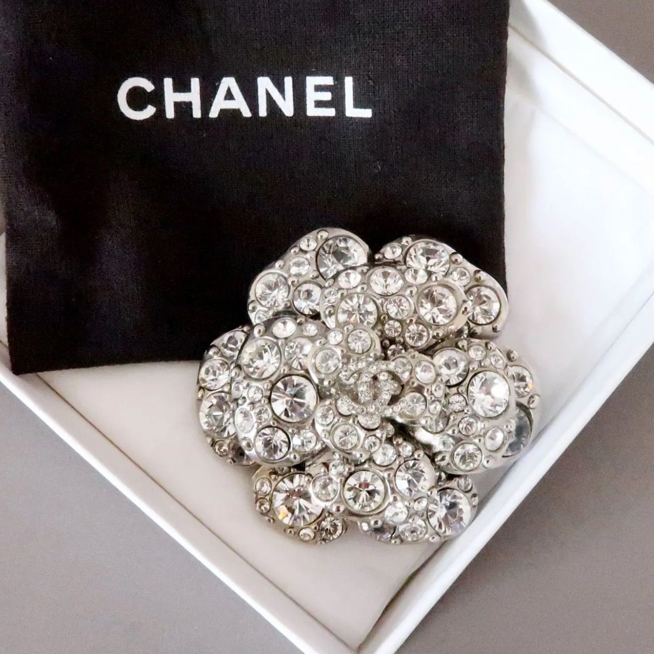 CHANEL シャネル ココマーク カメリア ブローチ ラインストーン 正規品