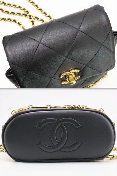 【レア未使用】シャネル　CHANEL　マトラッセ　ココマーク　ターンロック　チェーン スモール バックパック　リュックサック　ブラック アンティークゴールド金具　カーフレザー　AS4275