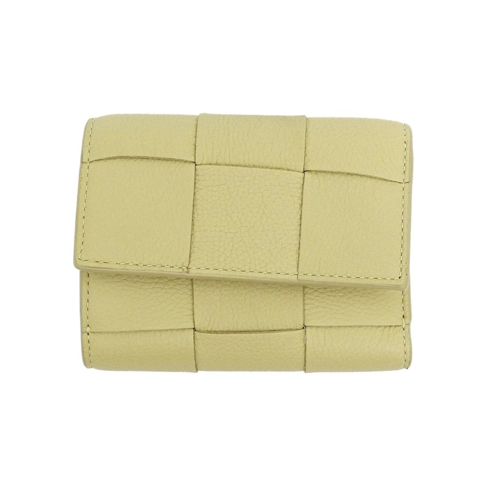 美品 BOTTEGA VENETA 三つ折り マキシイントレチャート ベージュ 名東】ボッテガヴェネタ カセット マキシイントレチャート 三つ折り