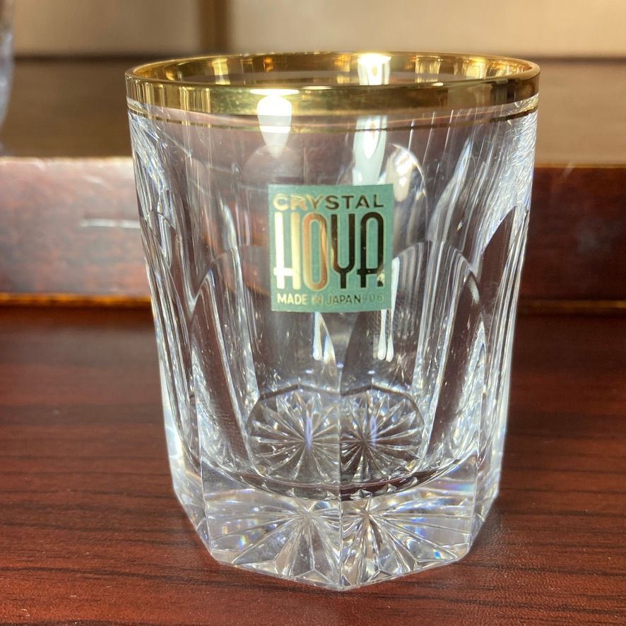 HOYA クリスタルショット グラス 6客 ハンディカット 金彩 保谷ガラス ショットグラス ホーヤ Premium Crystal Glass Luxury Crystal Glass with G decoration