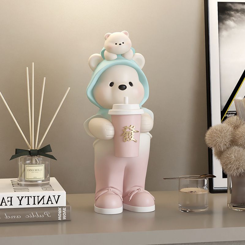 オブジェ オーナメント 置物 装飾品 人形 フィギュア くま 熊 クマ ミルクティー 北欧 おしゃれ お洒落 可愛い かわいい キュート 癒し 玄関 リビングルーム ダイニング 寝室 子供部屋 書斎 廊下 オフィス 卓上 デスクトップ テーブル 棚 プレゼント