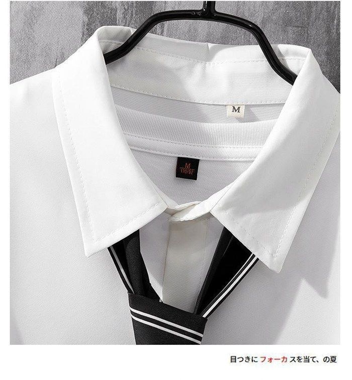 長袖シャツ ユニセックス ネクタイ付き スタイリッシュ 2色 fit=scale-down,w=1200