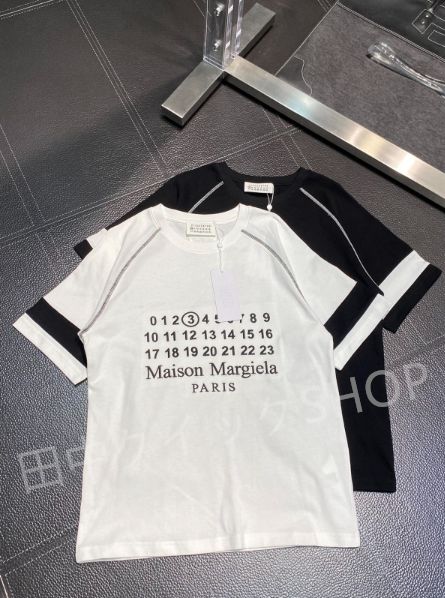 Maison margiela メゾンマルジェラ 刺繍 アルファベット 2024新作メンズ夏半袖Tシャツ