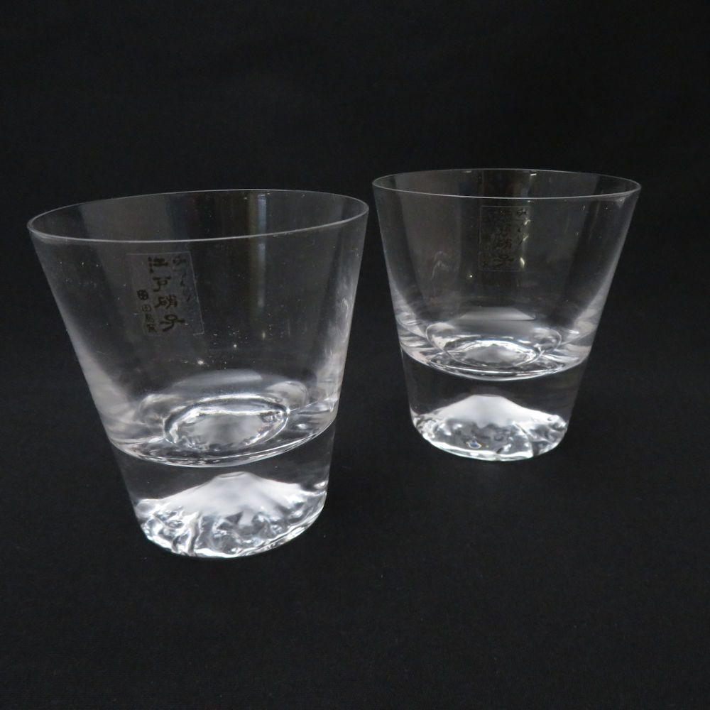 TAJIMA GLASS 田島硝子 江戸切子 富士山 ロックグラス 2点 ペア タンブラー Mt Fuji 伝統