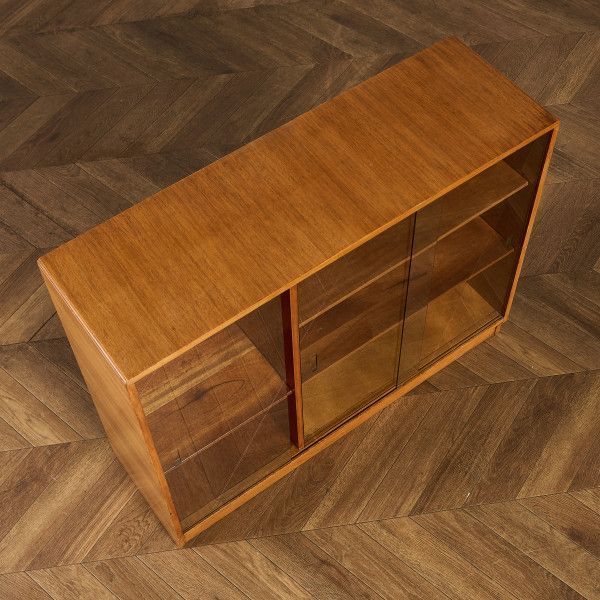 C1 北欧レトロ ガラスタイル 木製 収納キャビネット ヴィンテージ