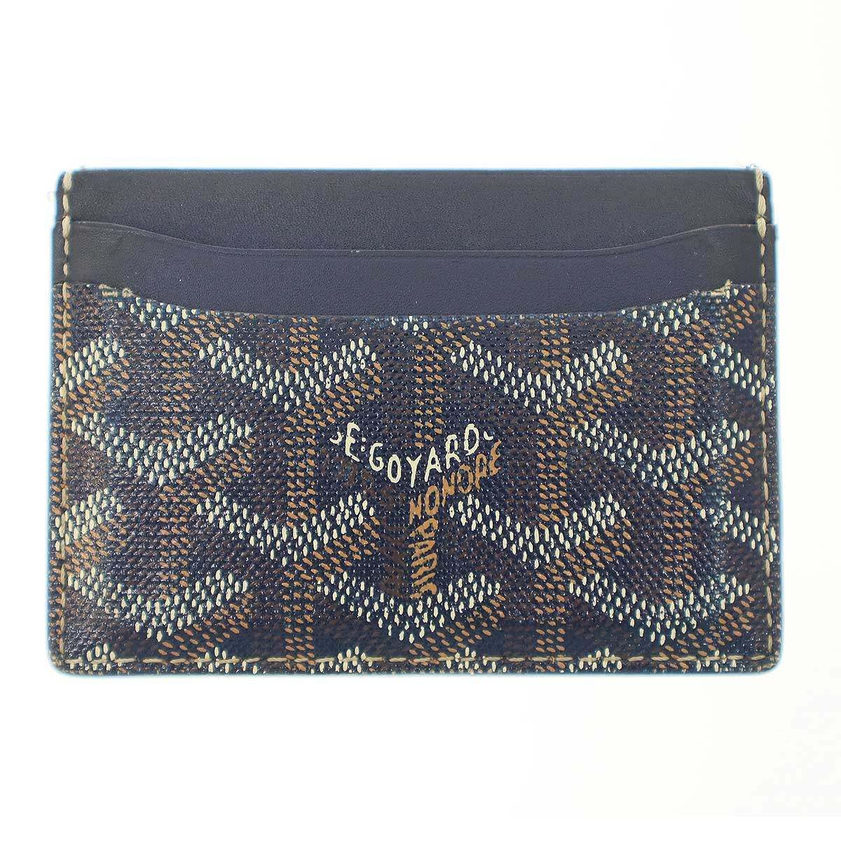 GOYARD ゴヤール ヘリンボーン サンシュルピス レザーカードケース ネイビー
