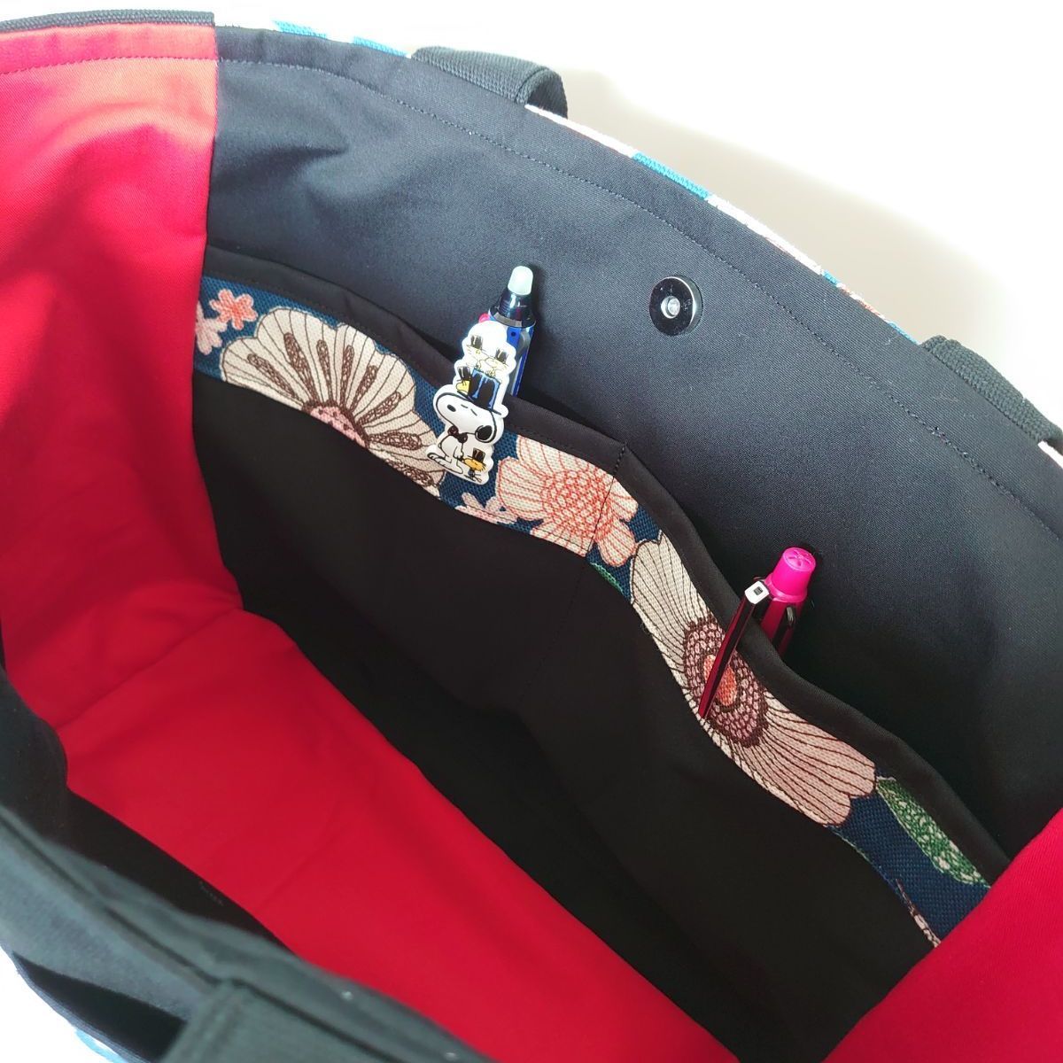 カワグチミヤコ　サイドポケット　肩掛けトートバッグ　ハンドメイド