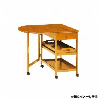 弘益 KOEKI UTILITY 木製テーブル付きワゴン ブラウン KW415BR