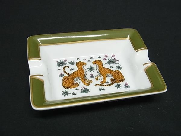 □極美品□ HERMES エルメス ヒョウ柄 アニマル 灰皿 アッシュトレイ