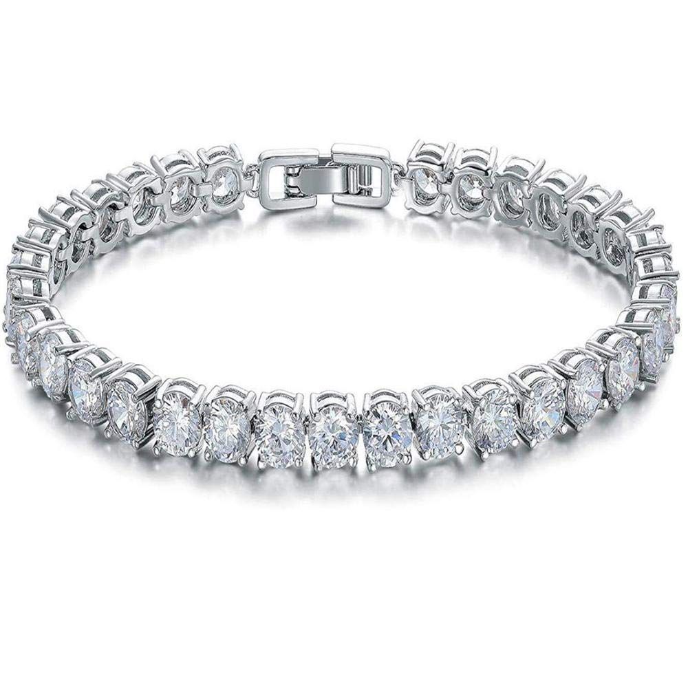 在庫 17.5センチジルコンダイヤモンドテニスブレスレット18Kホワイトゴールドメッキローマブレスレットレディースファッションブレスレットジュエリー
