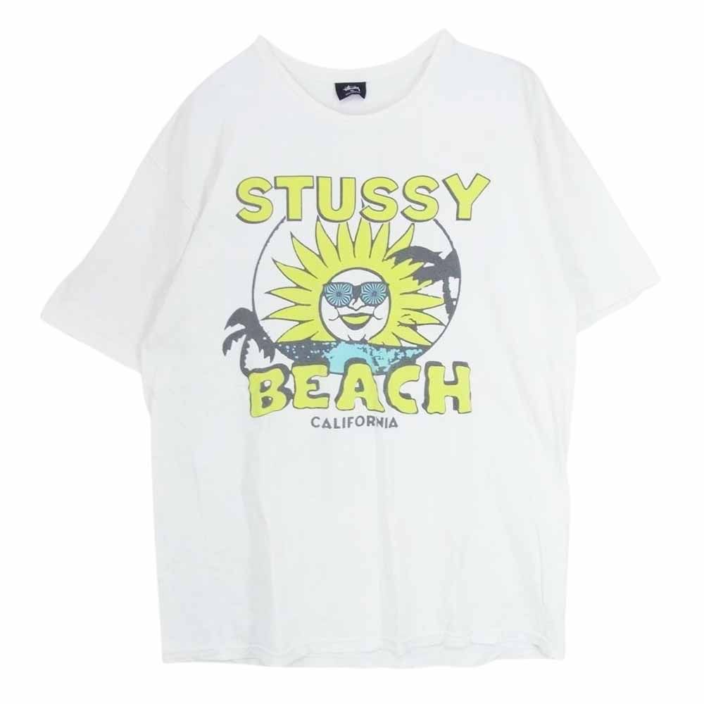 STUSSY ステューシー Ｔシャツ BEACH ビーチ プリント Tシャツ　 ホワイト系 XL【中古】