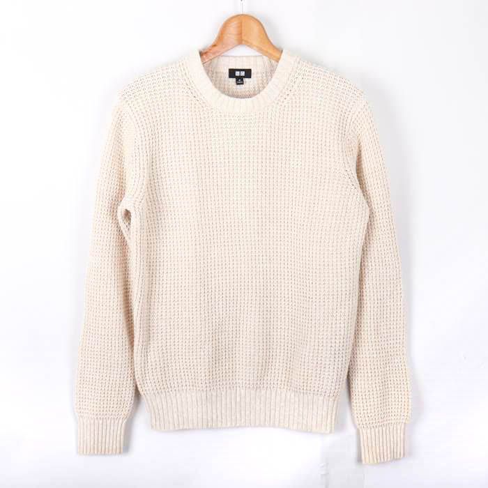 ユニクロ ワッフルクルーネックセーター ニット 長袖 351-405135  
