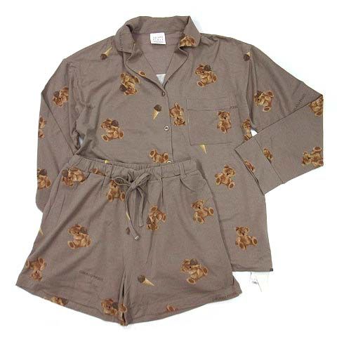♥品 ジェラートピケ gelato pique ベア セットアップ シャツ ショートパンツ ブラウン 2025SS ルームウエア パジャマ