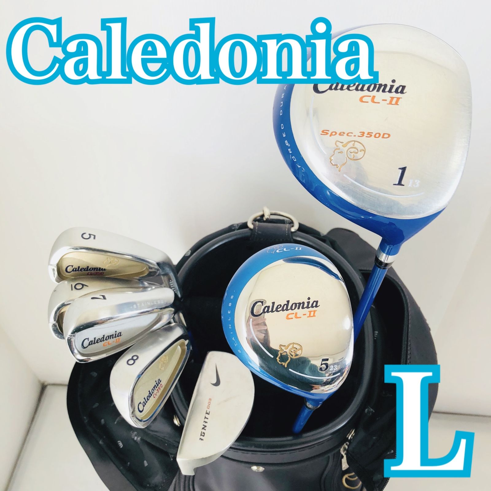 レディース Caledonia カレドニア ゴルフ クラブ セット 初心者 入門 バッグ付き 右利き パター付 EM-21