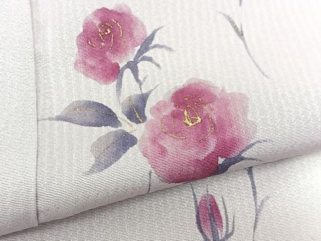 平和屋着物▽訪問着 単衣 薔薇 暈し染め 金彩 正絹 逸品 BAAS8004yc
