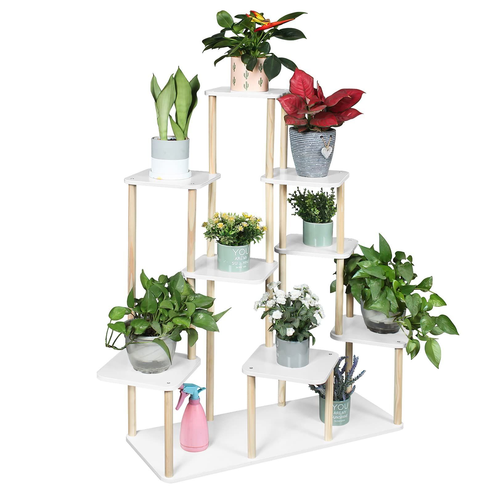 5段 9鉢植え GIBLEA フラワースタンド 室内 木製 花台 おしゃれ 観葉植物 台 スタンド ガーデンスタンド お洒落 階段 盆栽棚 玄関 会議室 家用 展示用 5段 9鉢植え