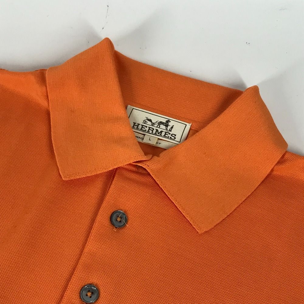 HERMES エルメス ポロシャツ Hロゴ コットン オレンジ - メルカリ