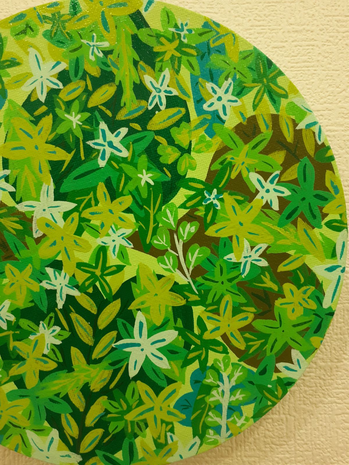 丸い緑だらけの作品 画家 小楠アキコ 20×20cm 丸いキャンバス - メルカリ