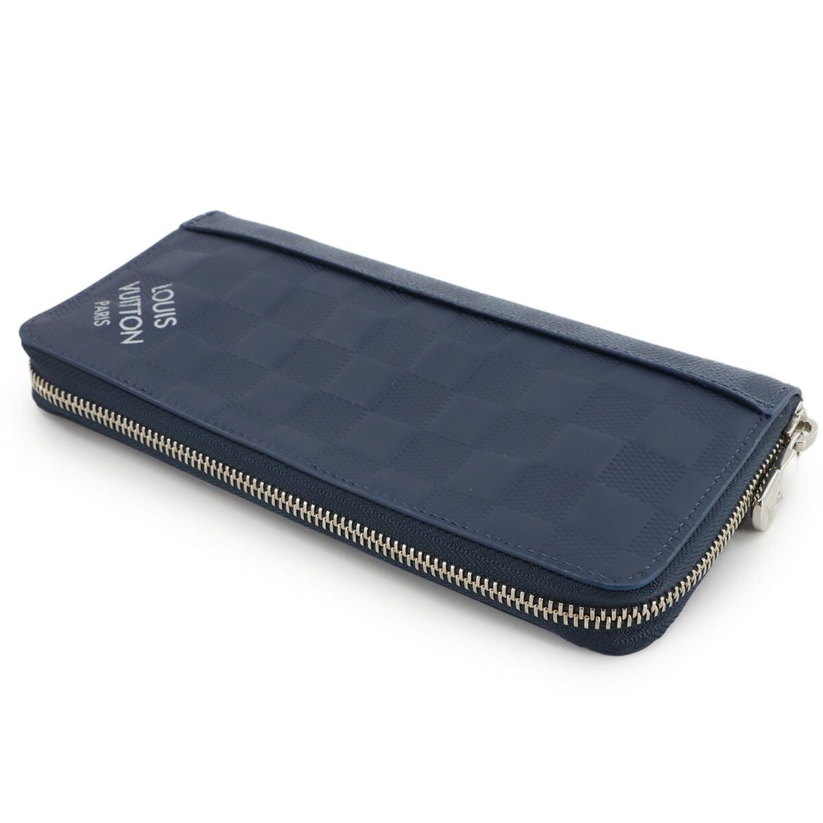 【美品】 ルイヴィトン　ジッピーヴェルティカル　ダミエアンフィニ　ネイビー ルイヴィトンアンフィニ ジッピーウォレットヴェルティカル