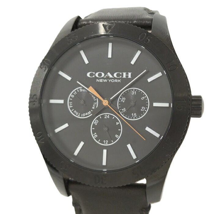 COACH 腕時計 SS クオーツ 革ベルト ブラック ブッラク文字盤 CA.133.2.34.1948
