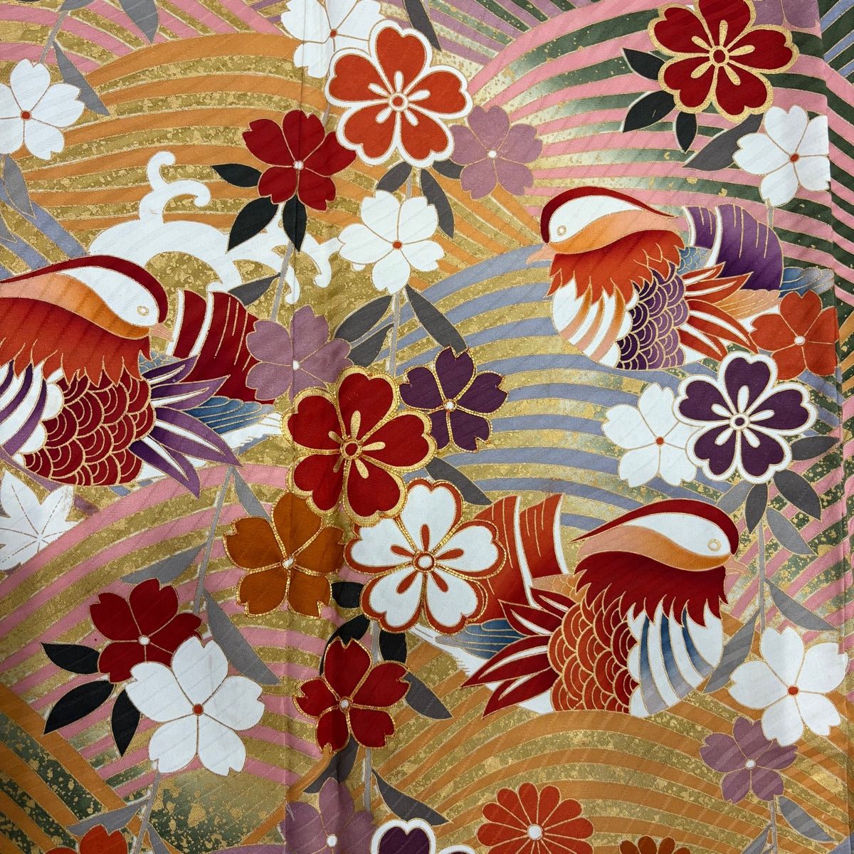 振袖 身長159-174cm 濃茶　正絹 振袖 身丈150cm 裄丈64cm M 袷 桜 鞠 金彩 ぼかし 焦茶色 正絹