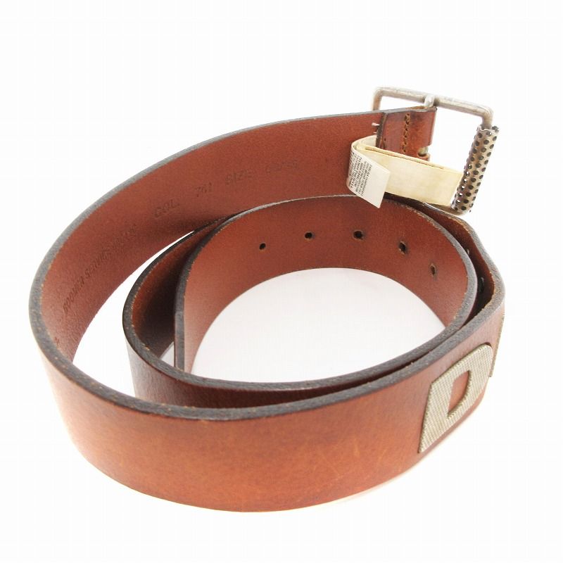 【希少　美品】DIESEL　ベルト　ロゴ入り　レザー　キャメル　ブラウン　茶色 ディーゼル DIESEL ベルト レザー ロゴ 茶 ブラウン /AE - メルカリ