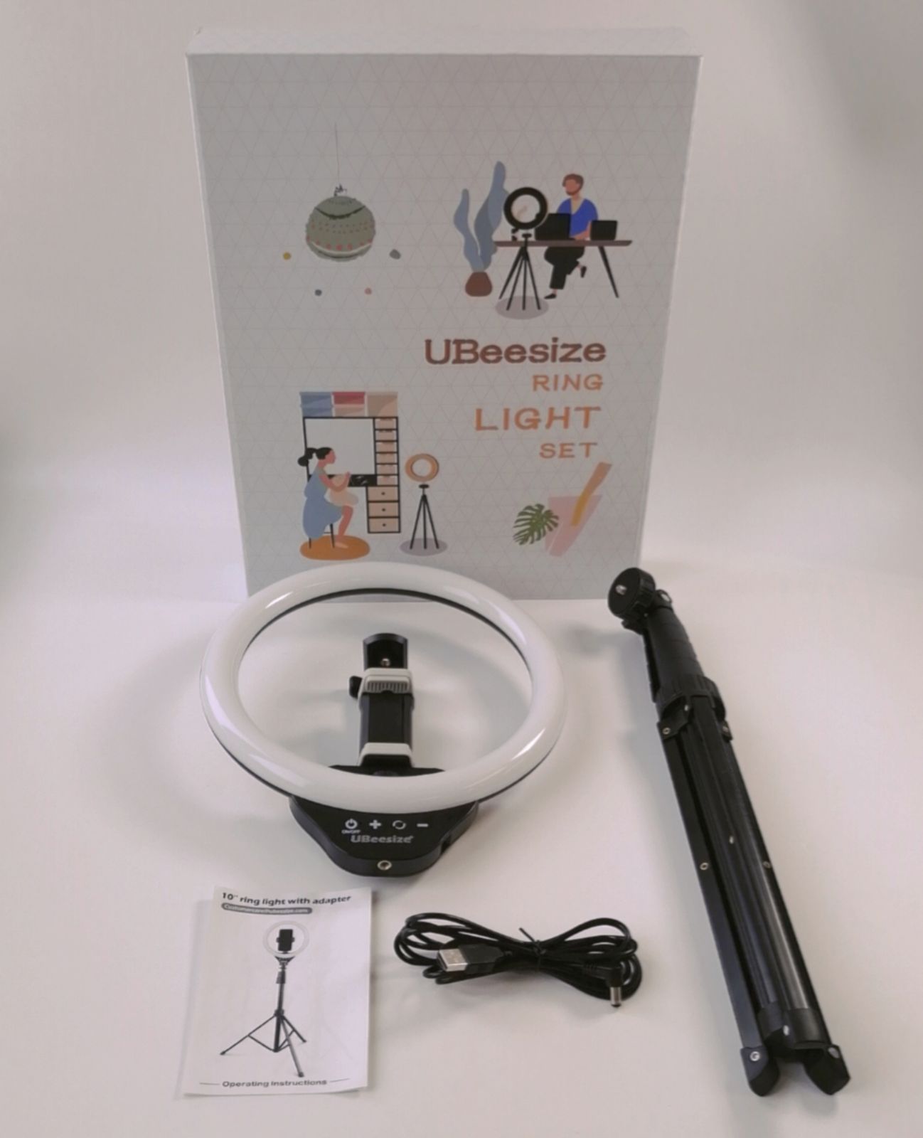 UBeesize 12インチLEDリングライト 157cm三脚付き 撮影ライト