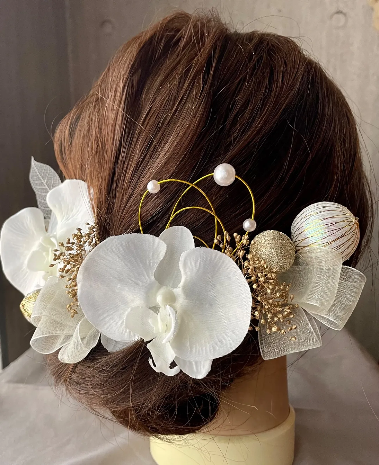 かすみ草髪飾り(ドライフラワー)リボンピンset♡卒業式髪飾り♡袴♡着物