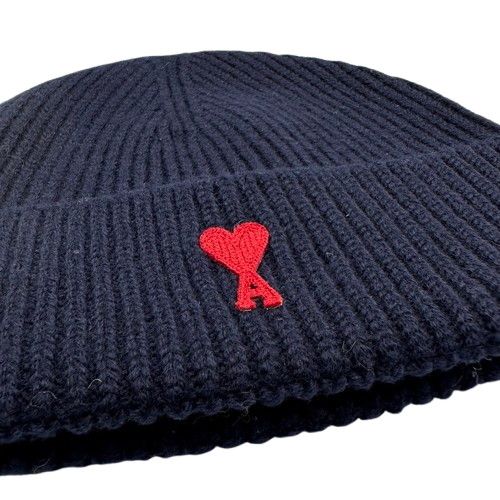 Ami paris アミパリス ニット帽 ネイビー - メルカリ