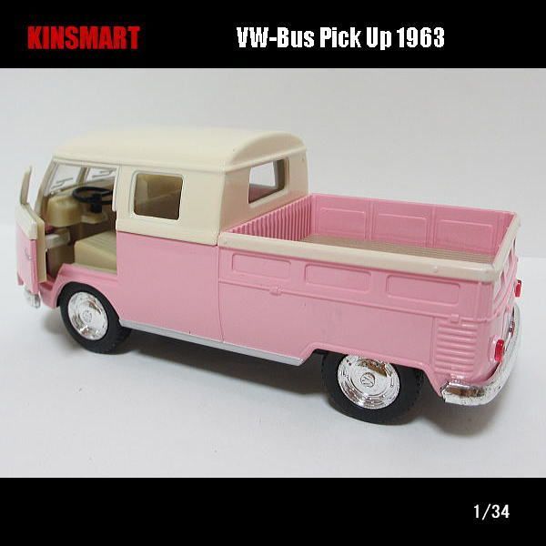 1/34フォルクスワーゲン/マイクロバス/1963/ピックアップ(パステルピンク)KINSMART/ダイキャストミニカー