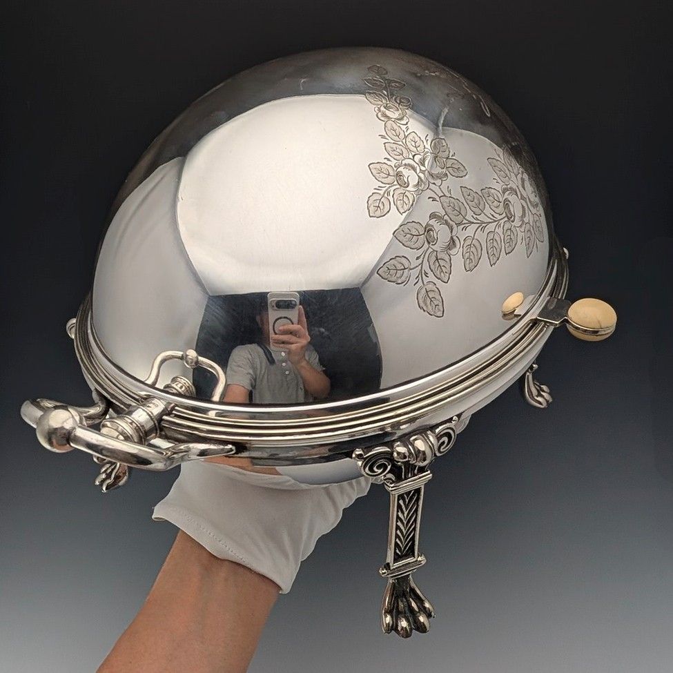 1900年頃 英国アンティーク シルバープレート製 ブレックファーストディッシュ 中皿なし George Goodfellow 1900年頃 英国アンティーク シルバープレート製 ブレック