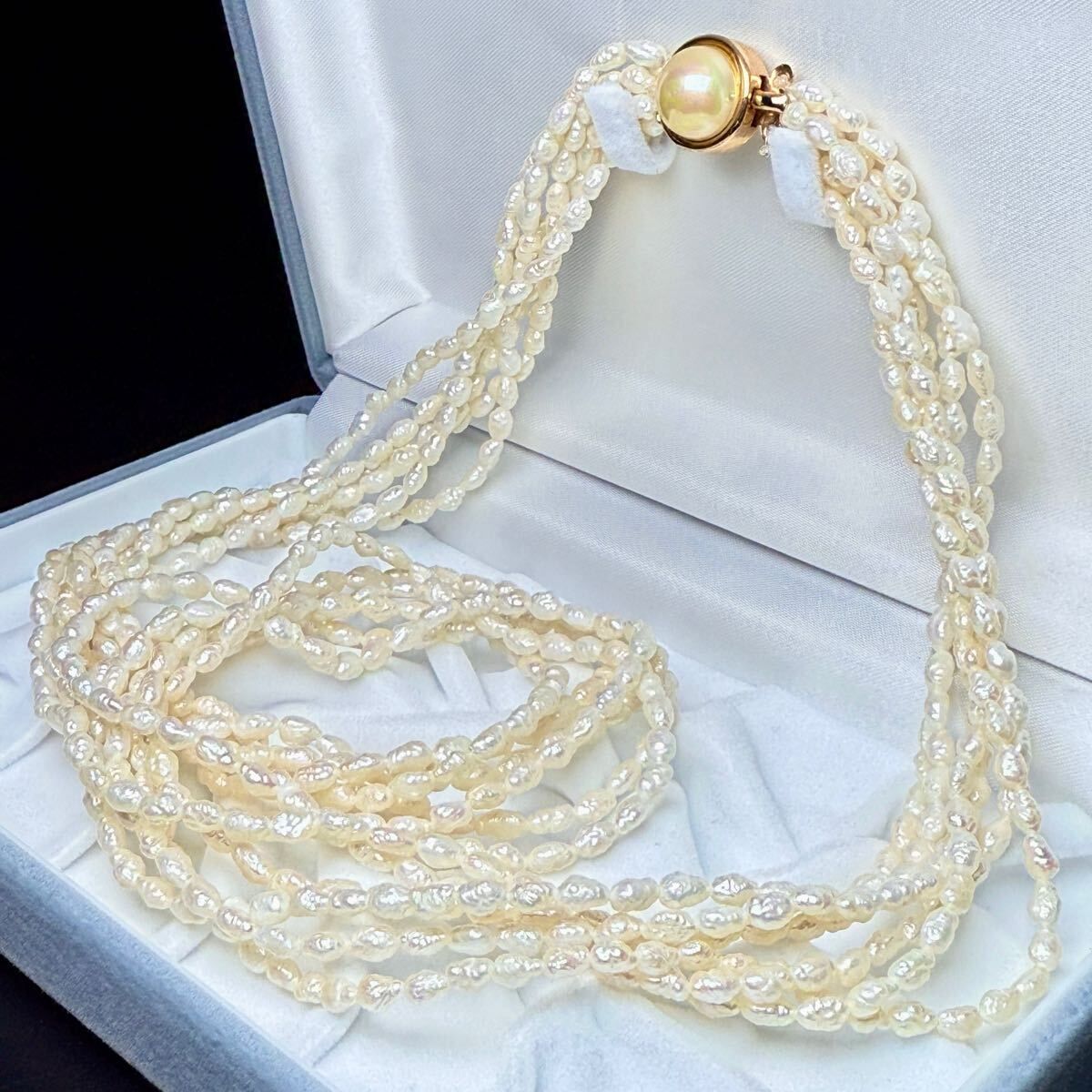 6連 ケシパール 本真珠 ネックレス 60㎝ 56.8g pearl jewelry necklace 