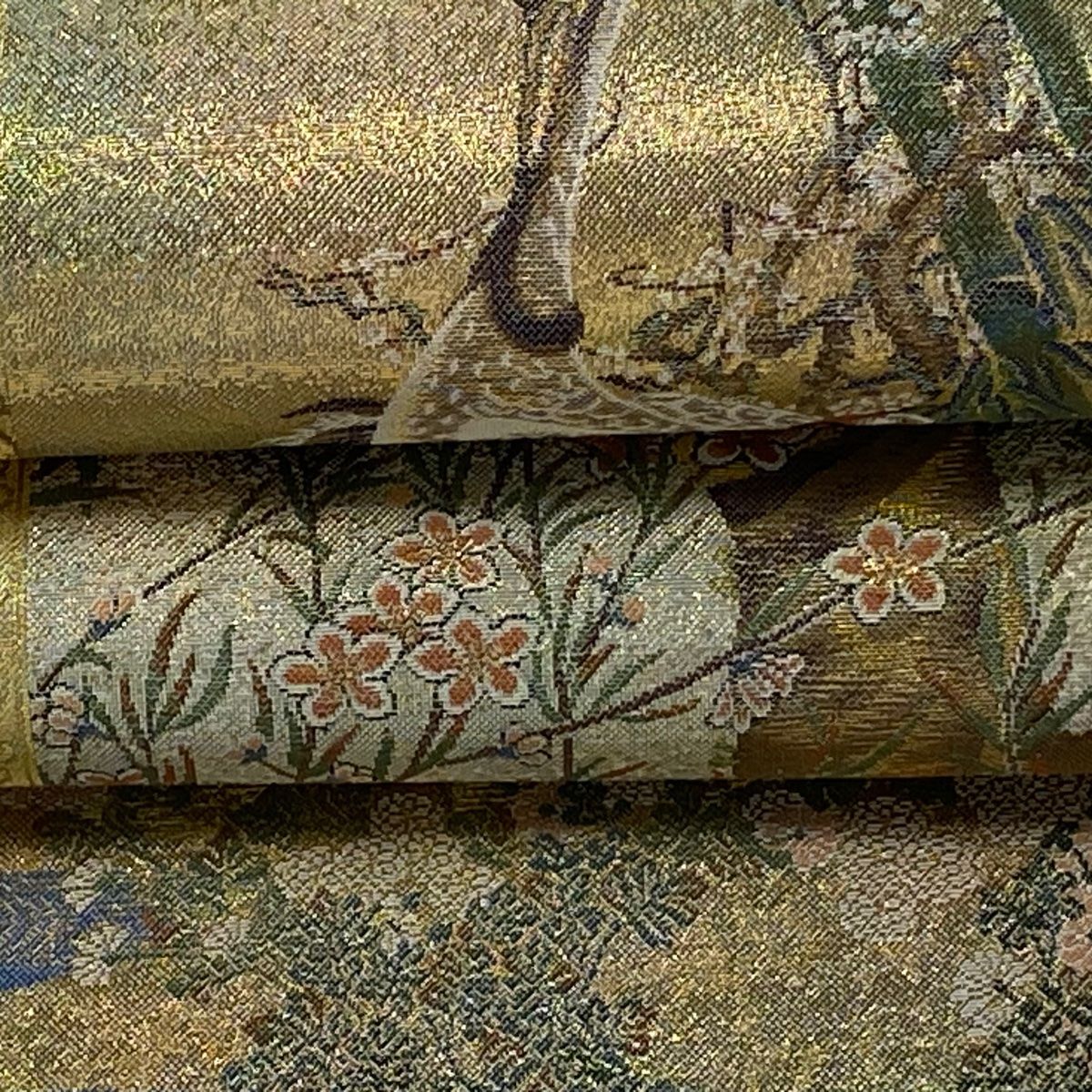 袋帯 全通 プラチナ本金箔 日本絵画全集 八百口織