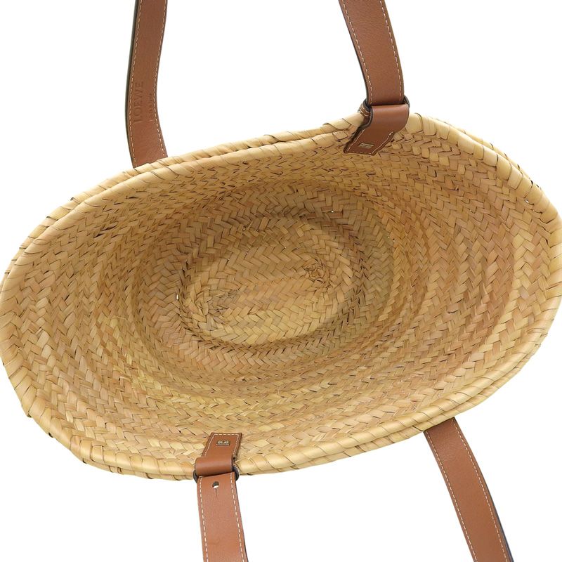 ロエベ LOEWE バスケットバッグ ミディアム トートバッグ かごバッグ ラフィア レザー ナチュラル タン A223S92XAX 新入荷 OB2648 DECORATOM_COM_BR
