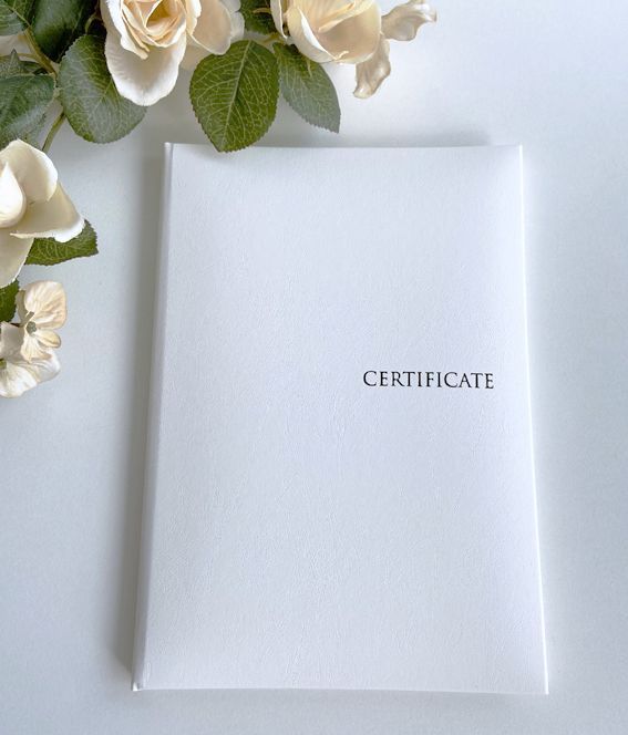 メルカリshops 人前結婚式誓約書シュロス レザー調ホワイト 結婚証明書 人前式