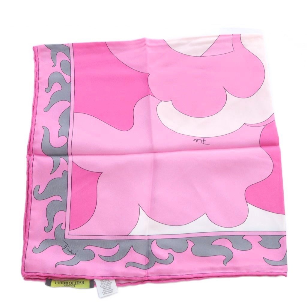 エミリオプッチ EMILIO PUCCI シルク スカーフ 総柄 ピンク