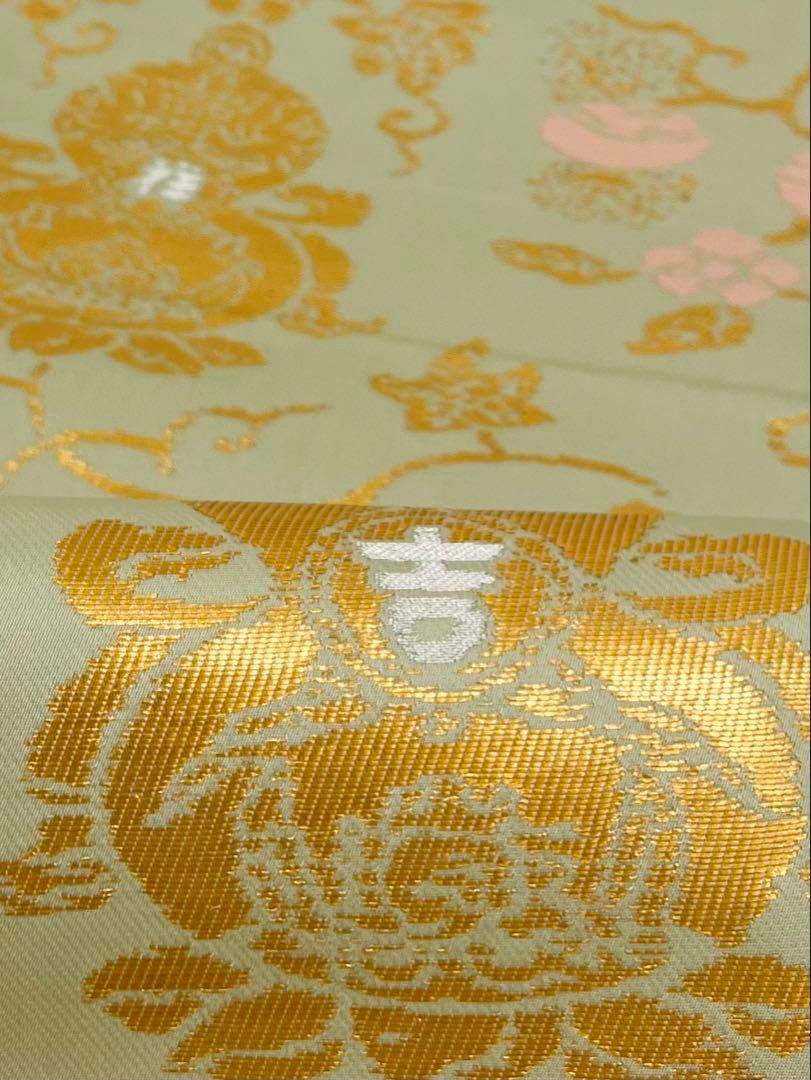 龍村晋謹製 名物吉祥瓢金襴錦 全通 袋帯 吉祥 正絹 Q1098