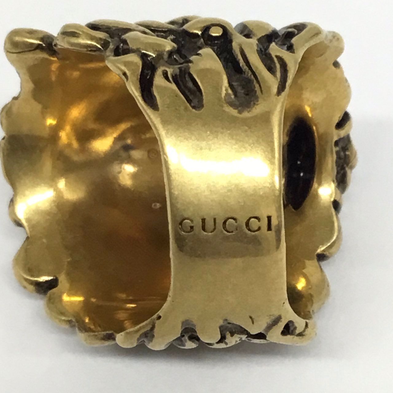 グッチ GUCCI 未使用！ ライオンヘッド リング ゴールド 18号 メンズ