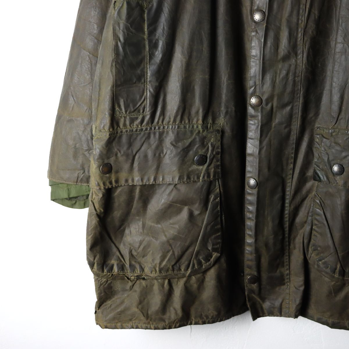 80s バブアー BARBOUR ボーダー BORDER オイルジャケット カーキ size 