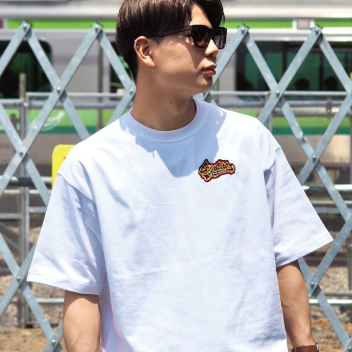 新作，爆買い 【公式/新品】Leyline ビッグシルエットTシャツ ストリート ファイヤーロゴ メンズ 男女兼用 白 ホワイト flame tee Tシャツ