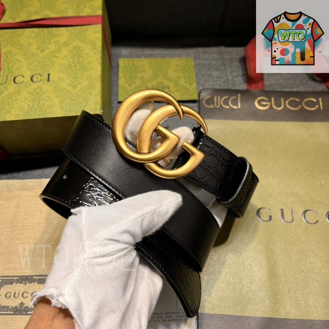 Gucci GG レーザー　ベルト　ブラック　70-28 今日特価】GUCCI New Model ブラックレザーベルト with GG